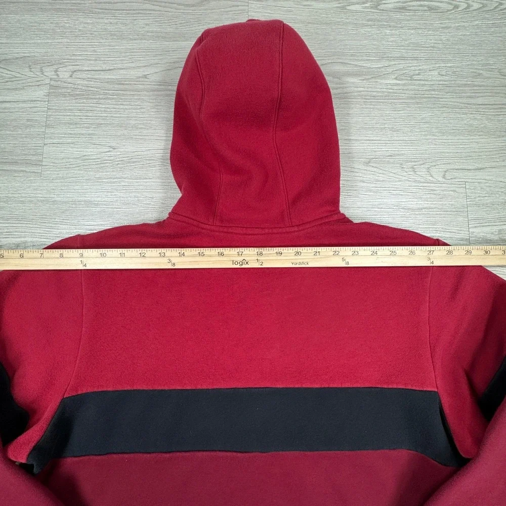 Adidas Men's Hoodie Pullover Red Large Colorblock Logo Sweatshirt‎